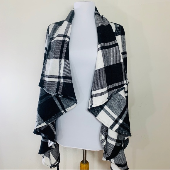 FAVLUX FASHION | Waterfall Jacket Blk White Plaid - Picture 7 of 8